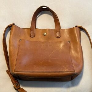 Portland Leather Tan Tote with Front Pocket